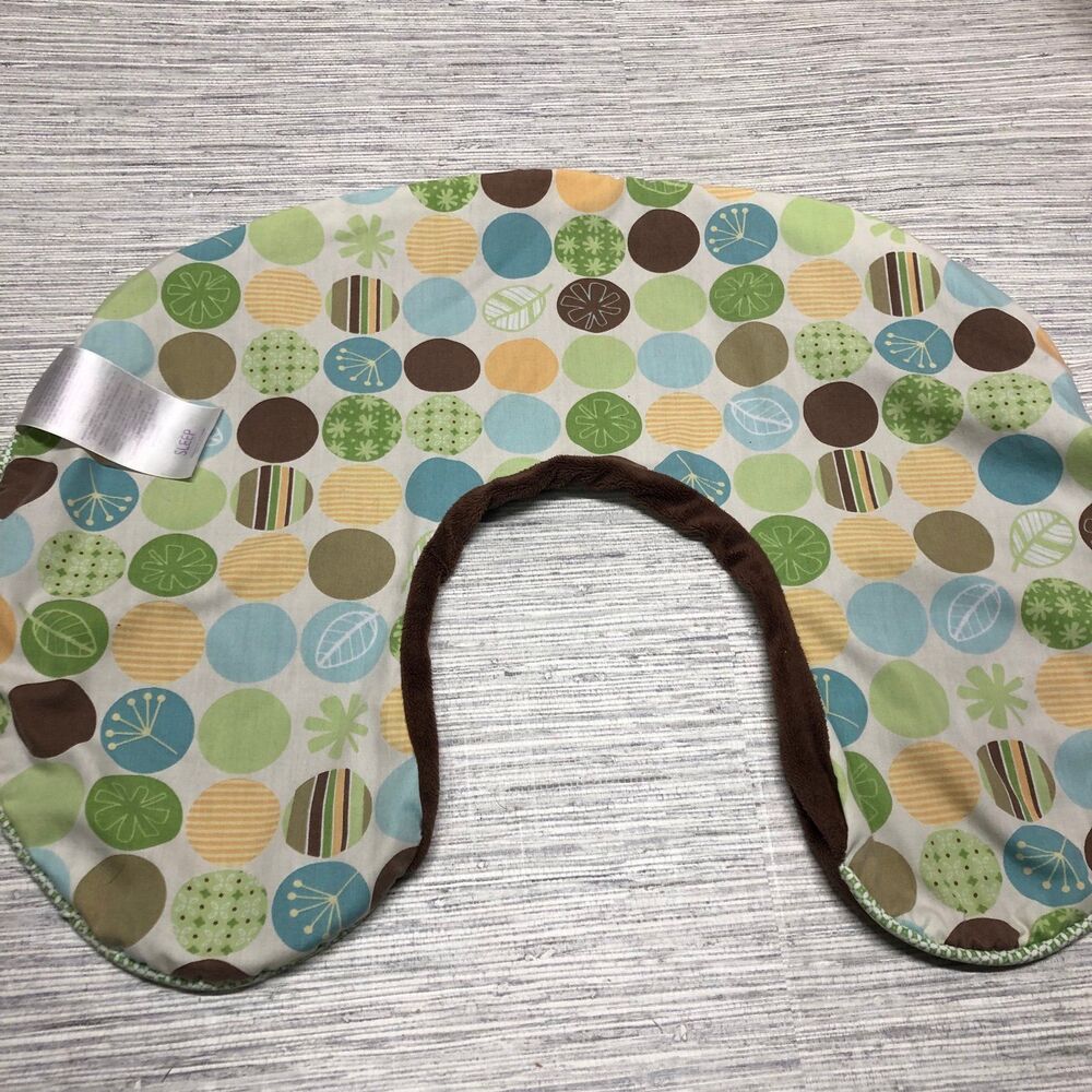 Boppy nursing pillow cover polka dot plush gender neutral green, blue, browns - Picture 2 of 5